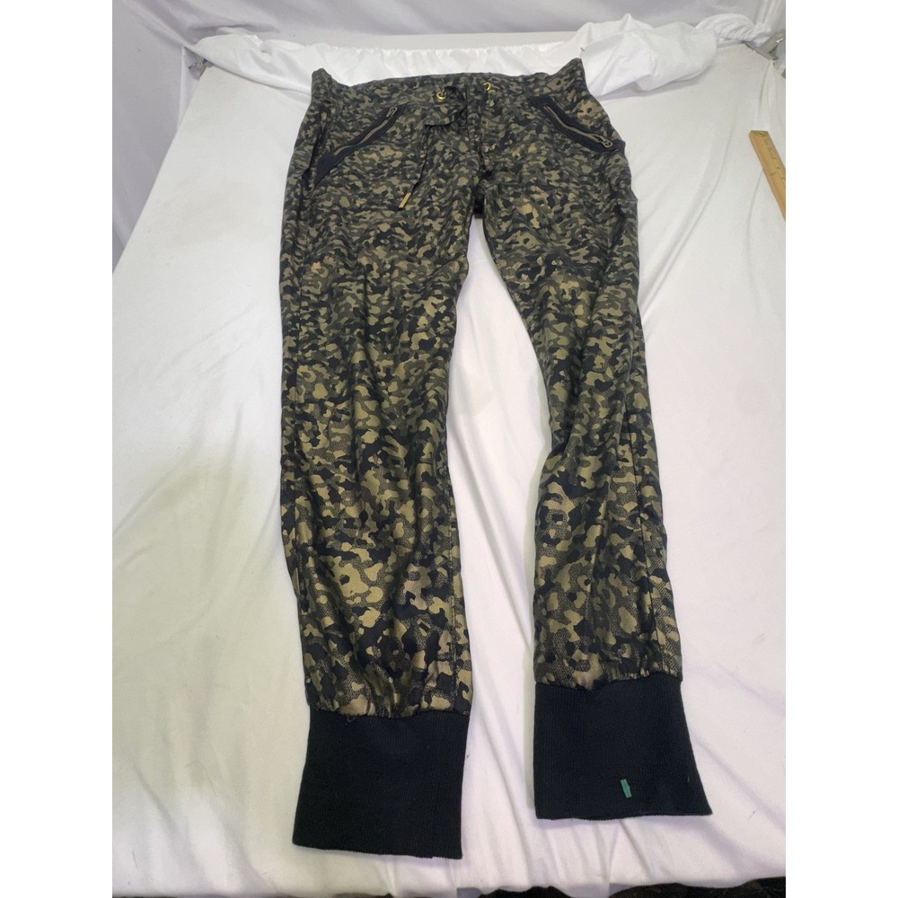 True Religion Leopard Print Joggers Zipper Pocket Tie up Size‎ 30 Y2K Gold Black